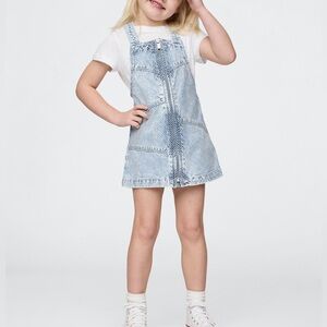 Toddler Patchwork Striped Denim Skirtall In Indigo Stripe